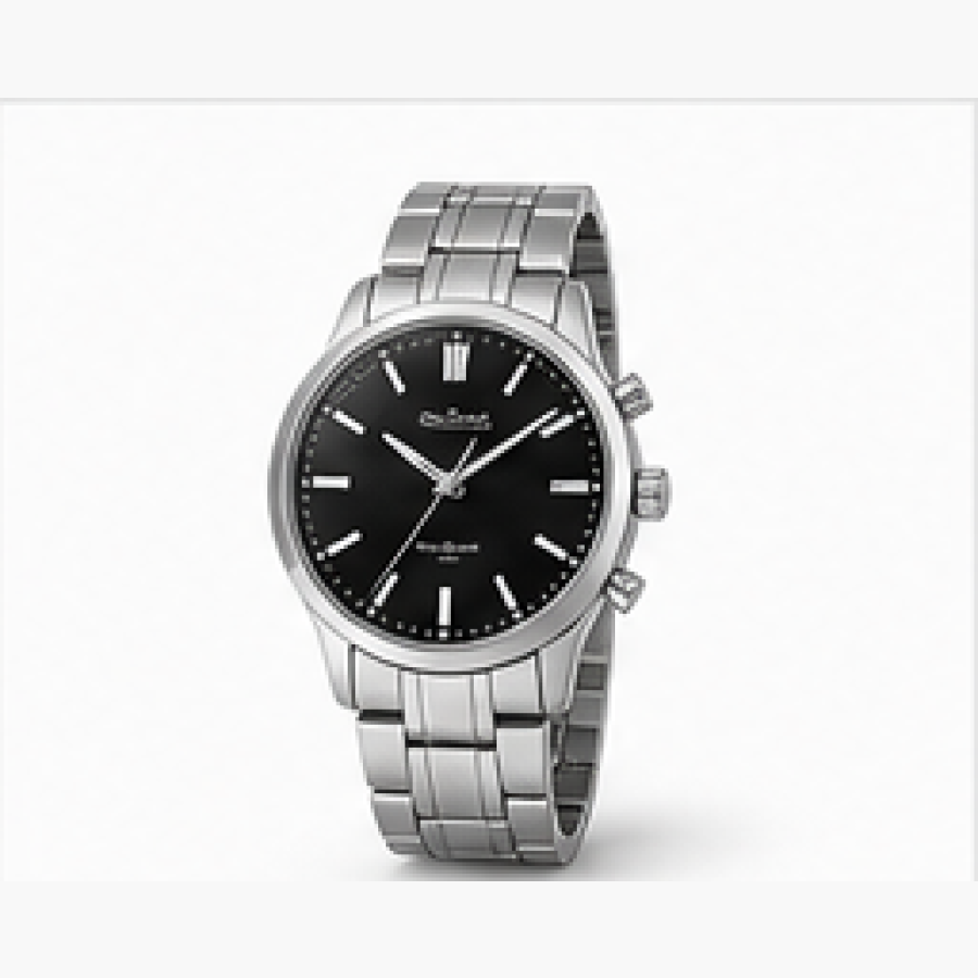 Classic Black Dial Steel Watch